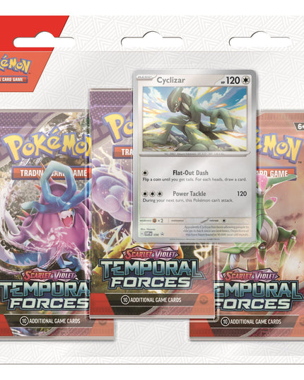 RELEASE 22nd MAR 24:  Pokemon TCG - Scarlet and Violet 5 Temporal Forces 3 Pack Blister - Cyclizar