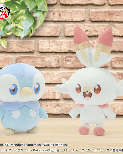 Pokemon - Piplup and Scorbunny Pokepeace Fluffy Plush 20cm (BANPRESTO)