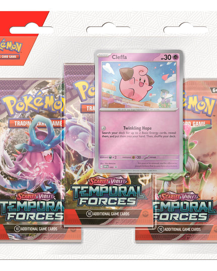 RELEASE 22nd MAR 2024: Pokemon TCG - Scarlet and Violet 5 Temporal Forces 3 Pack Blister - Cleffa