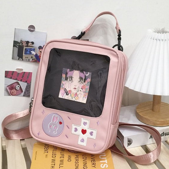 Gameboy Style Ita Bag - Pink (Pin Badge Window)