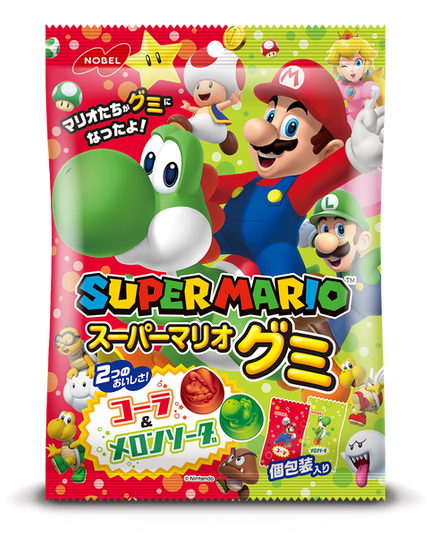 Super Mario - Yoshi & Mario Gummies: Cola and Melon Soda Flavour (NOBEL)