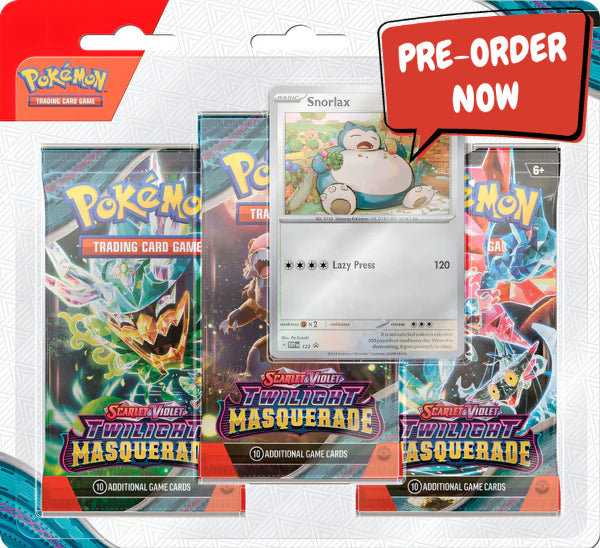 RELEASE 24th MAY 24: Pokemon TCG: Scarlet & Violet 6 - Twilight Masquerade Snorlax 3 Pack Blister - PREORDER