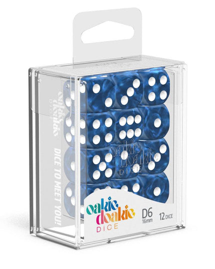 Oakie Doakie Dice D6 Dice 16 mm Marble - Blue (12)