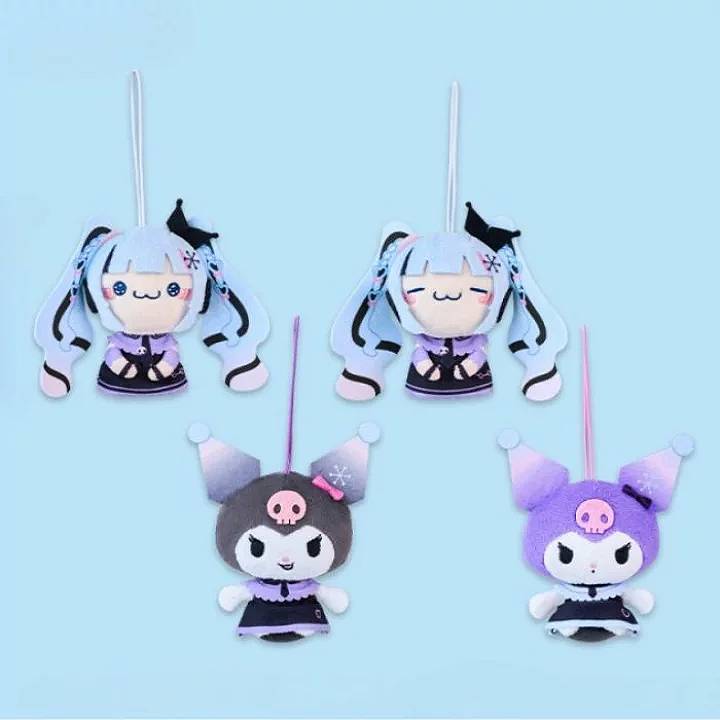 Hatsune Miku x Sanrio - Snow Miku x Kuromi Mochipiko Mascot Plush 9cm (FURYU)