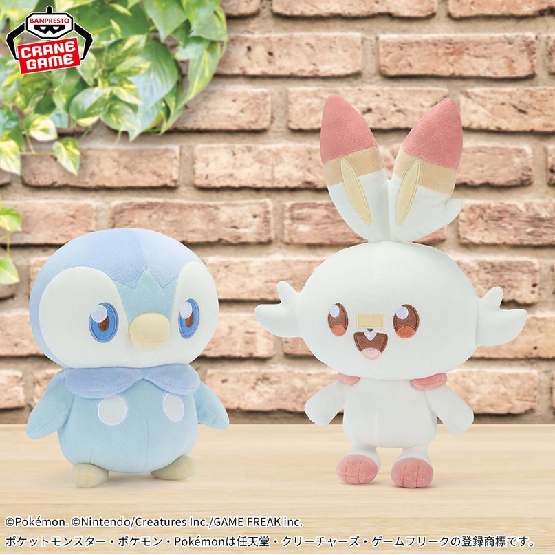 Pokemon - Piplup and Scorbunny Pokepeace Fluffy Plush 20cm (BANPRESTO)