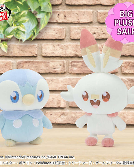 Pokemon - Piplup and Scorbunny Pokepeace Fluffy Plush 20cm (BANPRESTO)