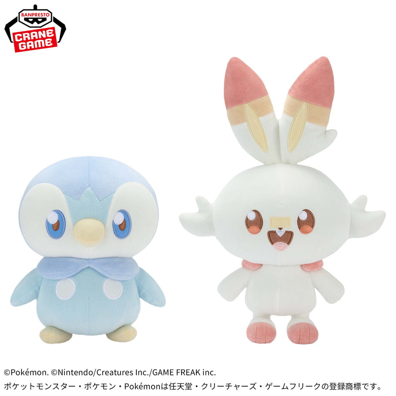 Pokemon - Piplup and Scorbunny Pokepeace Fluffy Plush 20cm (BANPRESTO)