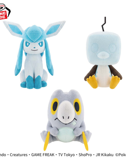 Pokémon ~ Glaceon, Eiscue, and Frigibax ~ Plush (BANPRESTO)