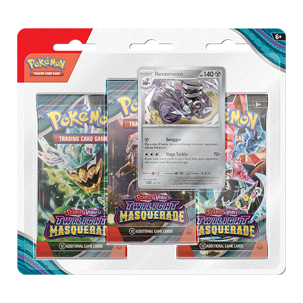 RELEASE 24th MAY 24: Pokemon TCG: Scarlet & Violet 6 - Twilight Masquerade Revavroom 3 Pack Blister