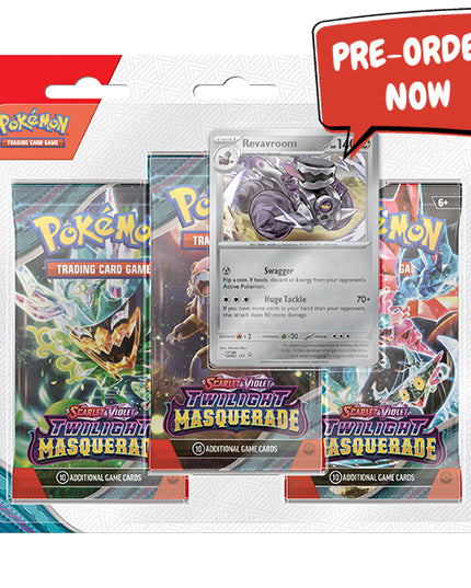 RELEASE 24th MAY 24: Pokemon TCG: Scarlet & Violet 6 - Twilight Masquerade Revavroom 3 Pack Blister - PREORDER
