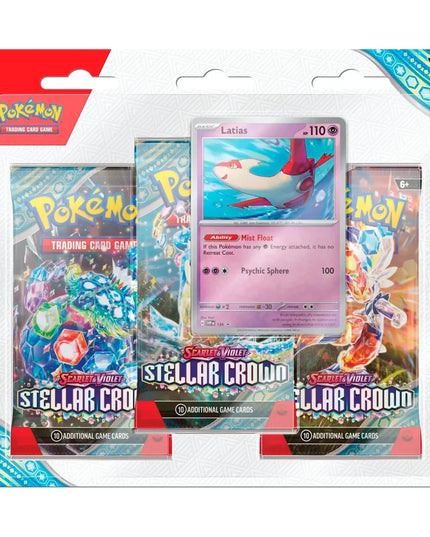 RELEASE 13th SEPTEMBER 2024: Pokemon TCG - Scarlet & Violet 7 Stellar Crown 3 Pack Booster Set with Latias