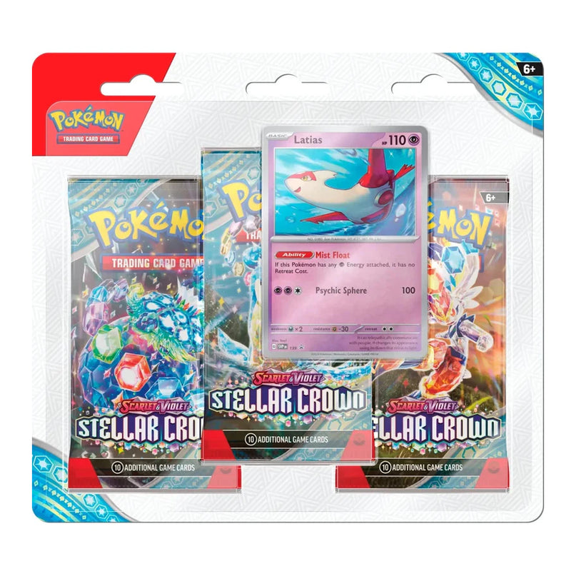 RELEASE 13th SEPTEMBER 2024: Pokemon TCG - Scarlet & Violet 7 Stellar Crown 3 Pack Booster Set with Latias