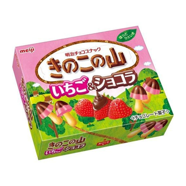 Meiji Kinoko no Yama Biscuits - Strawberry & Chocolate 64g