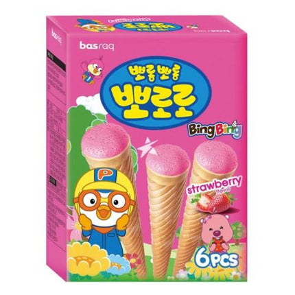 Pororo Ice Cone Snack Strawberry Flavour (6 per Box) (BASRAQ)