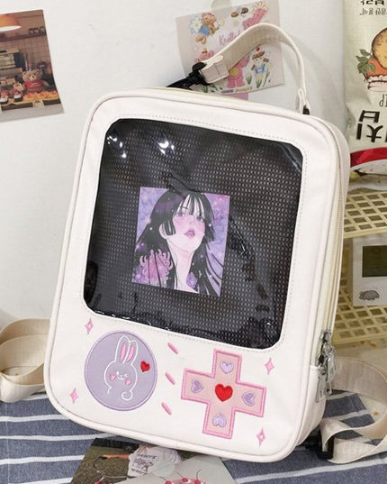 Gameboy Style Ita Bag - White (Pin Badge Window)