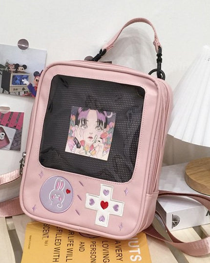 Gameboy Style Ita Bag - Pink (Pin Badge Window)