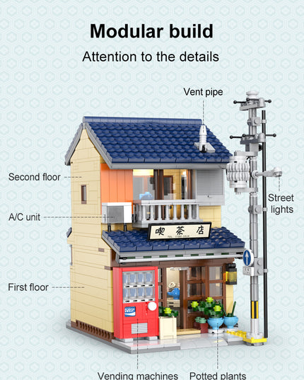 Japanese Kissaten Tea Shop - Block Build Kit 1200 pcs (CADA)