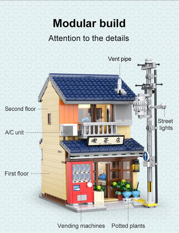 Japanese Kissaten Tea Shop - Block Build Kit 1200 pcs (CADA)