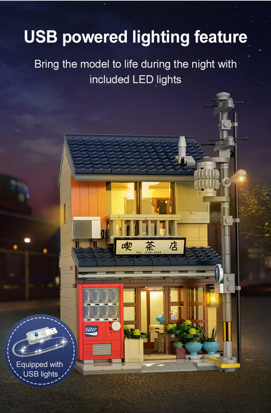 Japanese Kissaten Tea Shop - Block Build Kit 1200 pcs (CADA)