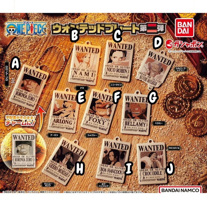 One Piece - Wanted Plate Keychain Capsule (Select Character) (BANDAI)