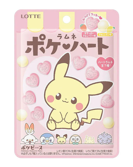 Lotte Pokemon - Heart Shape Ramune Candy Strawberry and Lemon Flavour (Random Package) 40g (LOTTE)