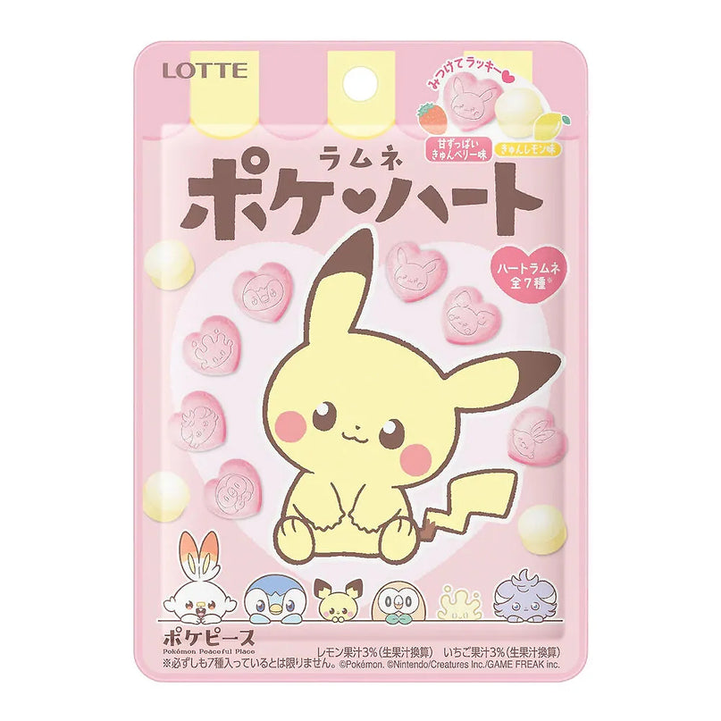 Lotte Pokemon - Heart Shape Ramune Candy Strawberry and Lemon Flavour (Random Package) 40g (LOTTE)