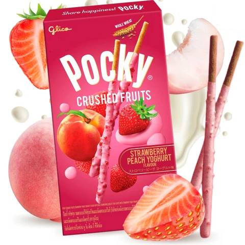Pocky Crushed Fruit Strawberry & Peach Yogurt Sticks (GLICO)