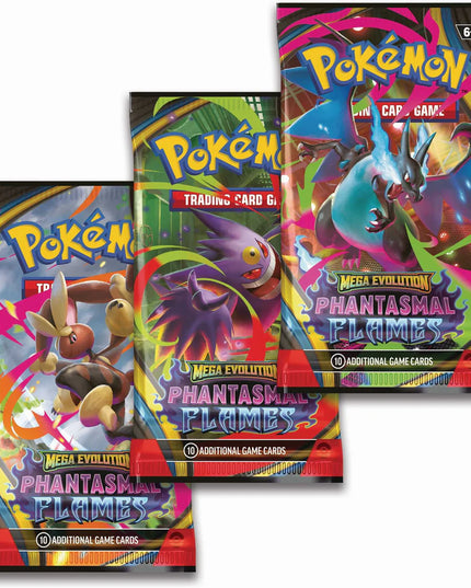 RELEASE 14th NOV 2025: Pokémon TCG: Mega Evolution Phantasmal Flames - 3 Pack CDU