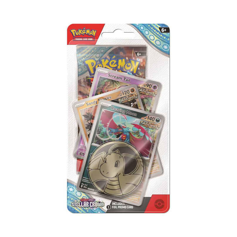 RELEASE 13th SEPTEMBER 2024: Pokemon TCG - Scarlet & Violet 7 Stellar Crown Crown Premium Checklane - Roaring Moon