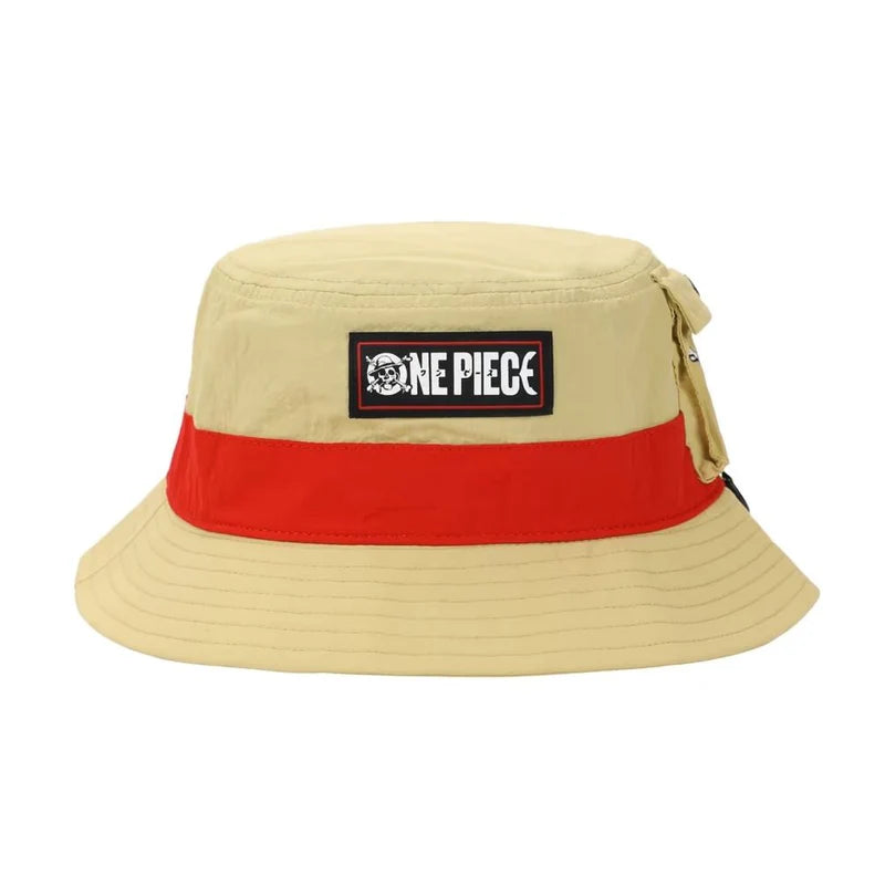One Piece - Straw Hat Pirate Tan Bucket Hat with Side Pocket (BIOWORLD)