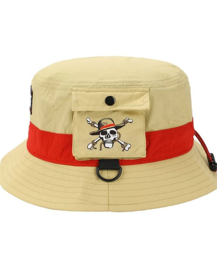 One Piece - Straw Hat Pirate Tan Bucket Hat with Side Pocket (BIOWORLD)