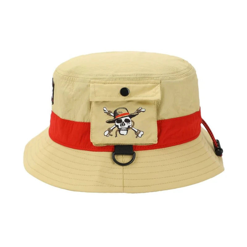 One Piece - Straw Hat Pirate Tan Bucket Hat with Side Pocket (BIOWORLD)