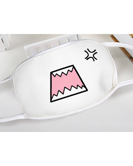 Anime Expression Face Mask (White - Angry Shout)