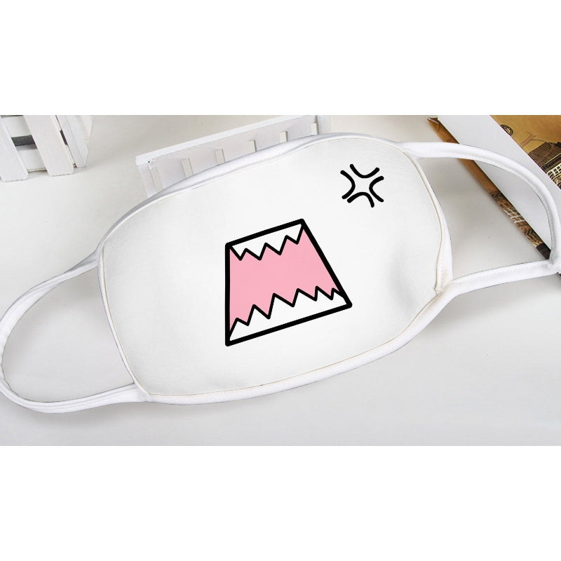 Anime Expression Face Mask (White - Angry Shout)