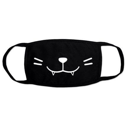 Anime Expression Face Mask (Black - Cat Smile)