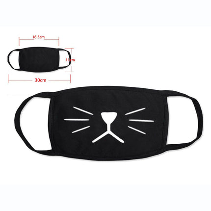Anime Expression Face Mask (Black - Cat)