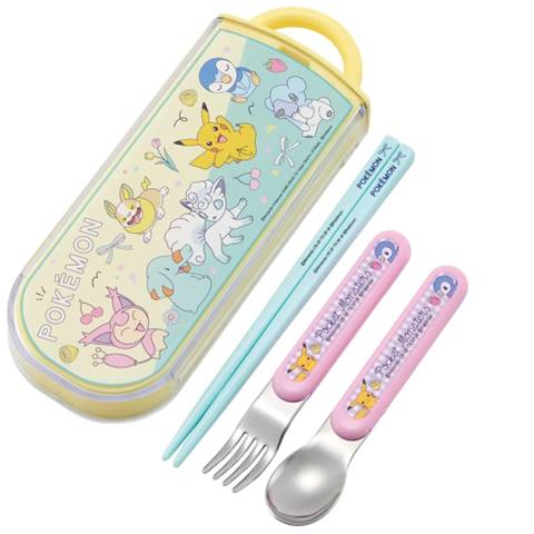 Pokemon -  Retro Sliding 3 Piece Cutlery and Chopstick Set