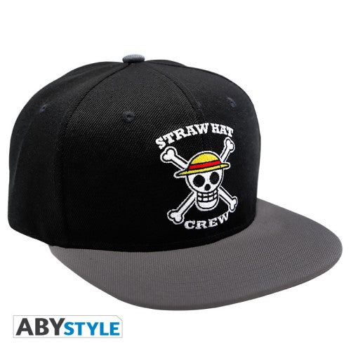 One Piece - "Straw Hat Crew" Skull Snapback Cap - Black & Grey (ABYCAP019)