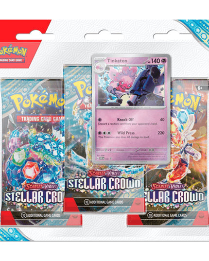 RELEASE 13th SEPTEMBER 2024: Pokemon TCG - Scarlet & Violet 7 Stellar Crown 3 Pack Booster Set with Tinkaton