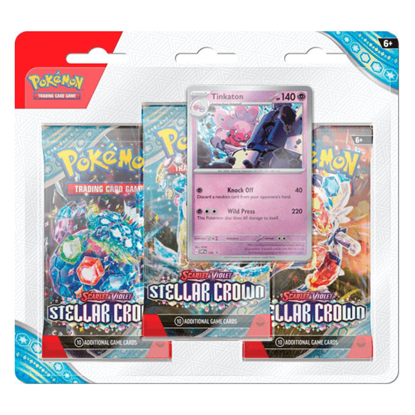 RELEASE 13th SEPTEMBER 2024: Pokemon TCG - Scarlet & Violet 7 Stellar Crown 3 Pack Booster Set with Tinkaton