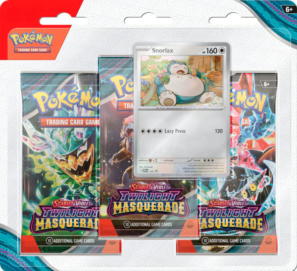 RELEASE 24th MAY 24: Pokemon TCG: Scarlet & Violet 6 - Twilight Masquerade Snorlax 3 Pack Blister