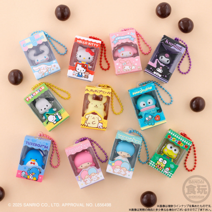 Sanrio Characters - Chocolate snack and Mini Figure Keychain (BANDAI)