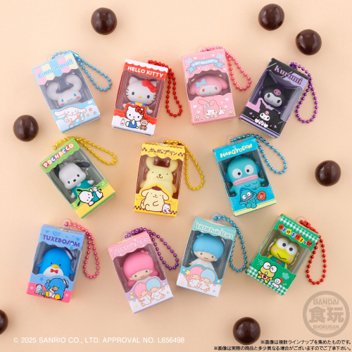 Sanrio Characters - Chocolate snack and Mini Figure Keychain (BANDAI)
