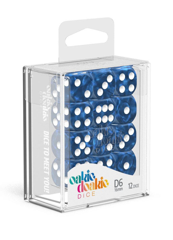 Oakie Doakie Dice D6 Dice 16 mm Marble - Blue (12)