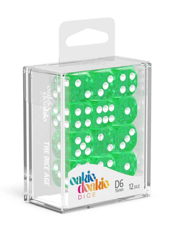 Oakie Doakie Dice D6 Dice 16 mm Speckled - Green (12)