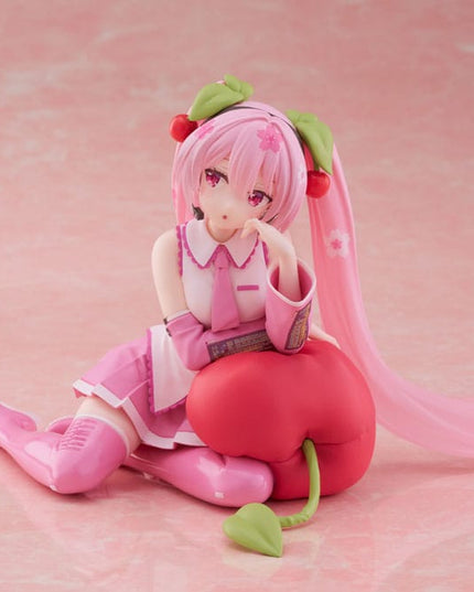 Hatsune Miku - Sakura Miku Cherry Cushion Ver. PVC Statue Desktop Cute Figure 13 cm (TAITO)