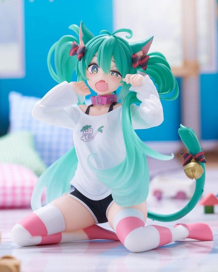 Hatsune Miku - Hatsune Miku Cat Ear T-Shirt Ver. PVC Statue Desktop Cute Figure 13 cm (TAITO)